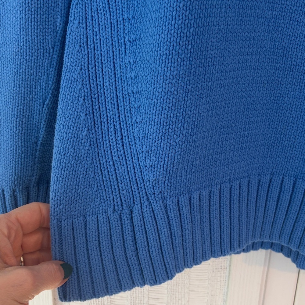 VINTAGE J Crew Roll Neck Sweater women’s XS blue cotton Chunky Fisherman 90s - Picture 4 of 6